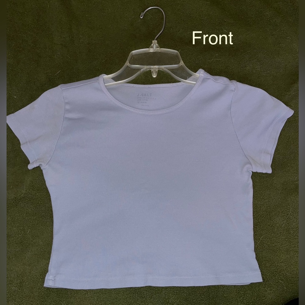 J. Galt baby blue crop tee. Tag says one size, fits XS/Sm